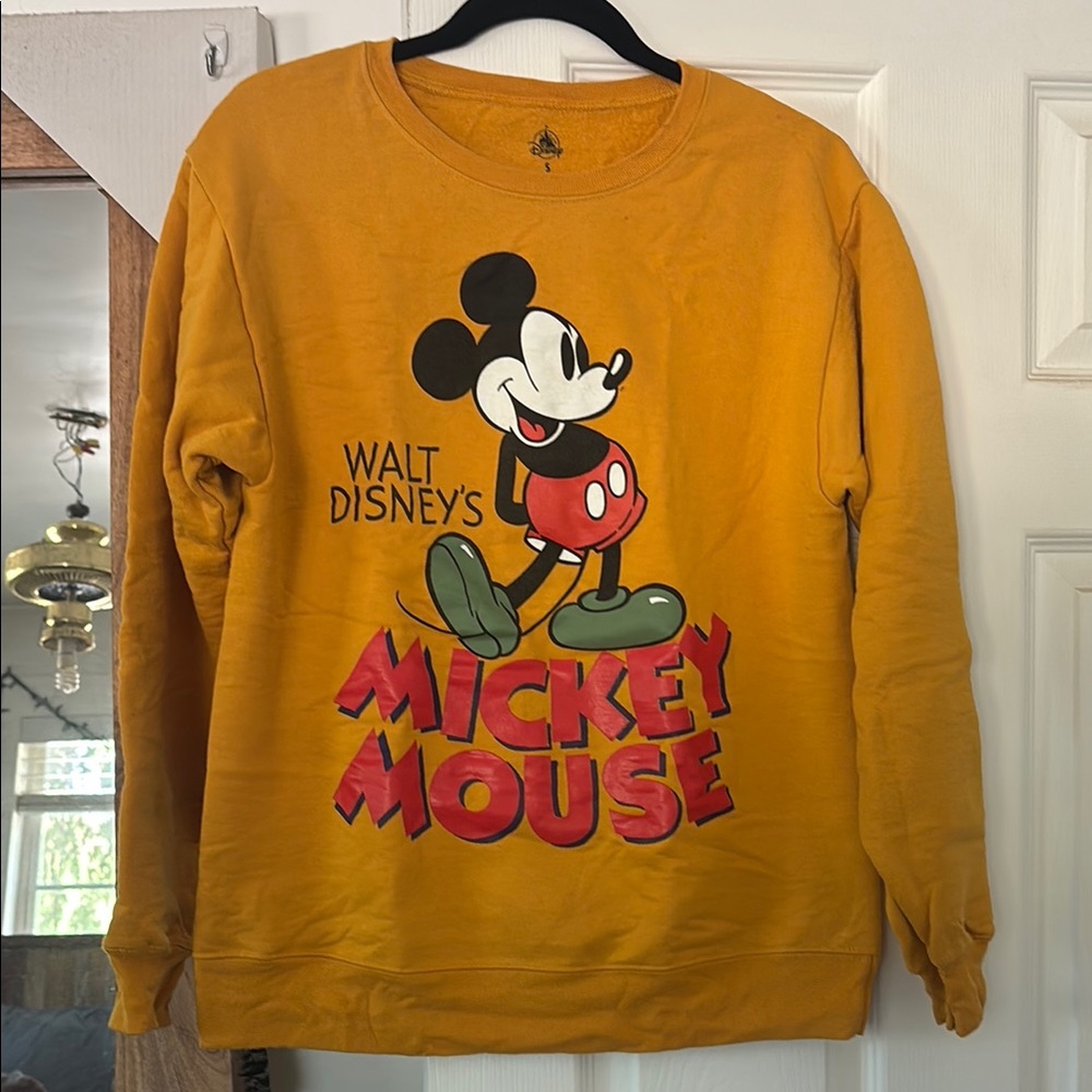 Disney Yellow Crewneck Mickey Mouse Sweater